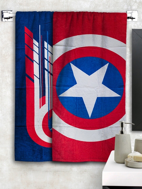 

Marvel Set of 2 Blue & Red Marvel Printed 300 GSM Bath Towels
