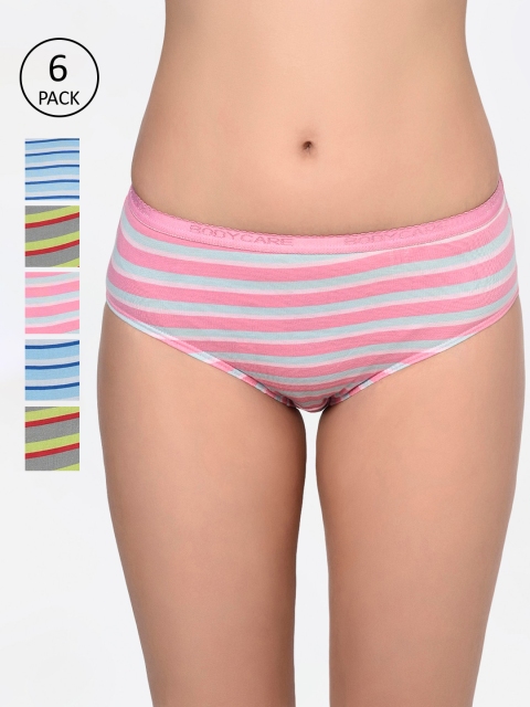 

BODYCARE Pack of 6 Assorted Striped Hipster Briefs 9211