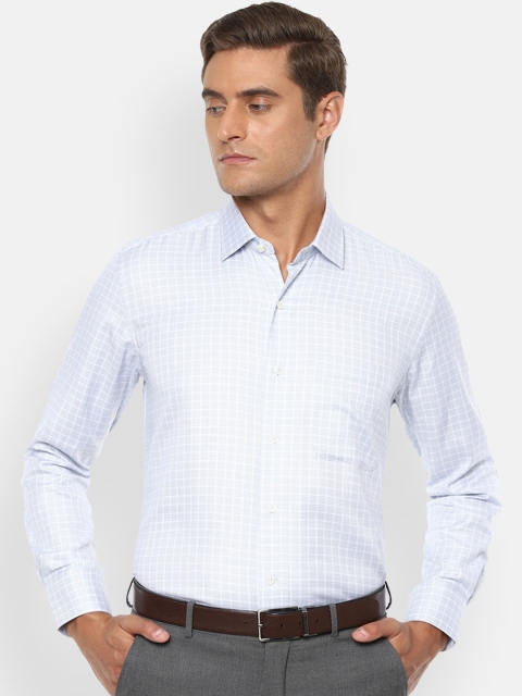 

Luxure by Louis Philippe Men White & Blue Regular Fit Checked Casual Shirt