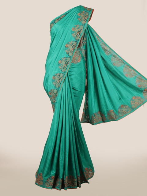

Pothys Green & Orange Art Silk Solid Saree