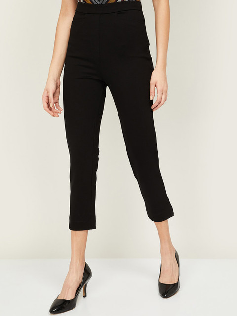 

CODE by Lifestyle Women Black Regular Fit Solid Regular Trousers