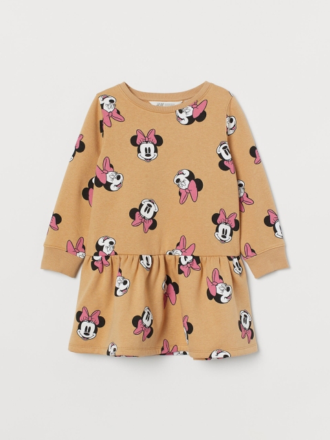 

H&M Girls Beige Printed Sweatshirt Dress