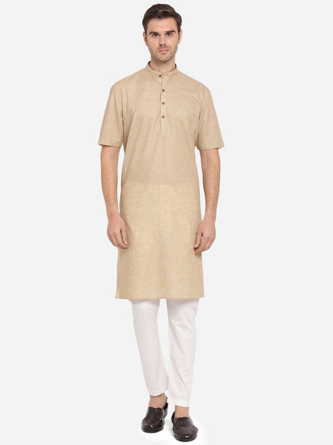 

Modi Kurta Men Beige Solid Cotton Blend Kurta