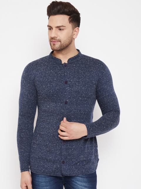

Hypernation Men Blue Slim Fit Printed Casual Shirt