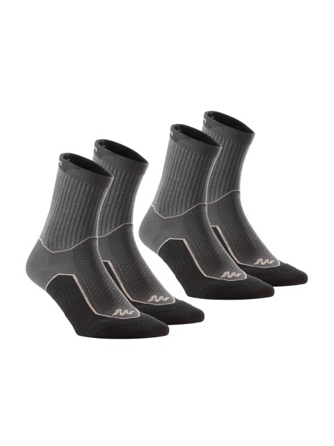 

Quechua By Decathlon Pack Of 2 Patterned Calf-Length Country walking socks, Black