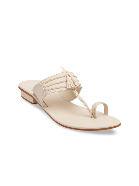 

ERIDANI Women Beige Solid Open Toe Flats