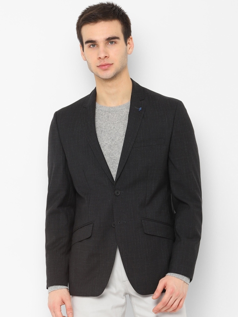 

SIMON CARTER LONDON Men Black Self-Design Slim-Fit Single-Breasted Casual Blazer