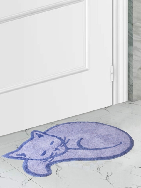 

SCENTRA HOME Blue Self-Design Handmade Cat-Shaped Bath Mat