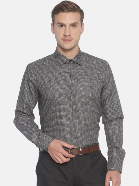 COUPER & COLL Men Black Slim Fit Self Design Casual Shirt