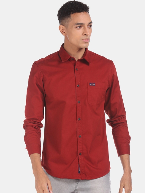 

U.S. Polo Assn. Denim Co. Men Red Regular Fit Solid Cotton Casual Shirt