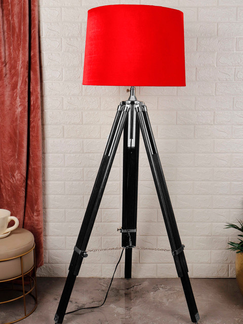 

Grated Ginger Black & Red Solid Classic Country Floor Lamp with Shade