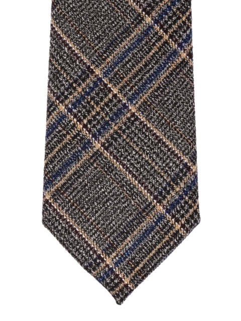 The Tie Hub Navy Blue & Beige Checked Skinny Tie
