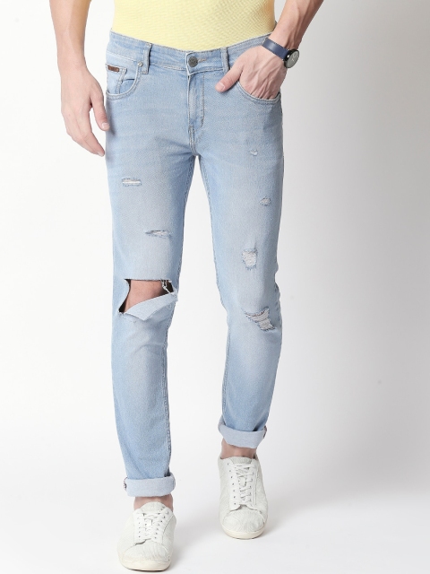 

BOLTS and BARRELS Men Blue Slim Fit Mid-Rise Mildly Distressed Jeans