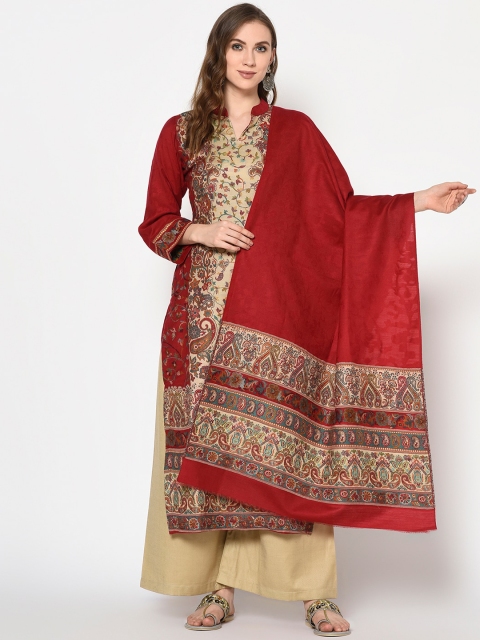 

Safaa Women Maroon Viscose Acrylic Woven Design Suit Unstiched Dress Material For Winter