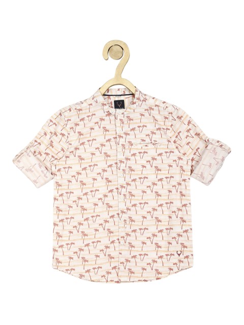 

Allen Solly Junior Boys Peach-Coloured Regular Fit Printed Casual Shirt
