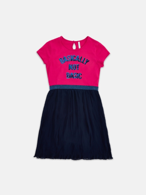 

Pantaloons Junior Girls Fuchsia Printed Fit and Flare Dress