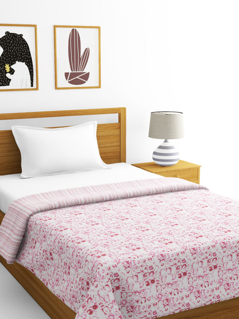 

BIANCA White & Pink Abstract AC Room 300 GSM Single Bed Dohar