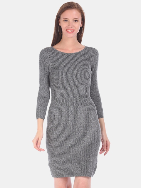 

GAP Women Grey Ribbed Bodycon Dress