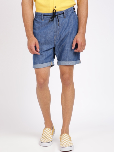 

Breakbounce Men Blue Solid Slim Fit Regular Shorts