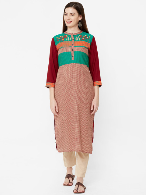 

Juliet Women Maroon Printed Kurta with Trousers