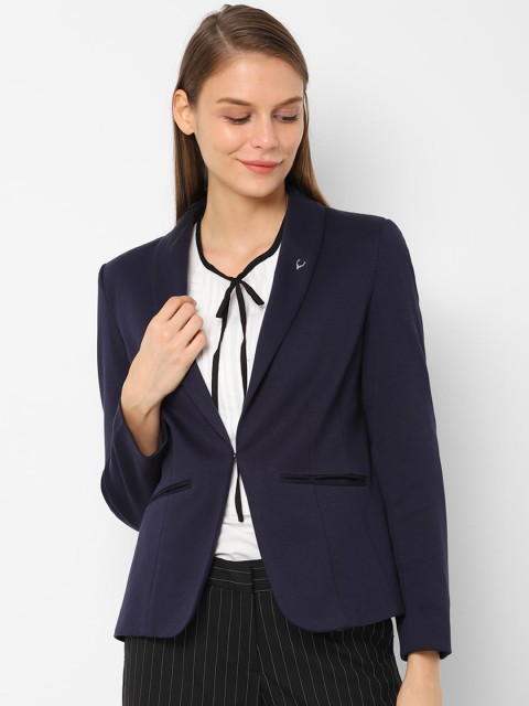 

Allen Solly Woman Navy Blue Solid Single-Breasted Blazer