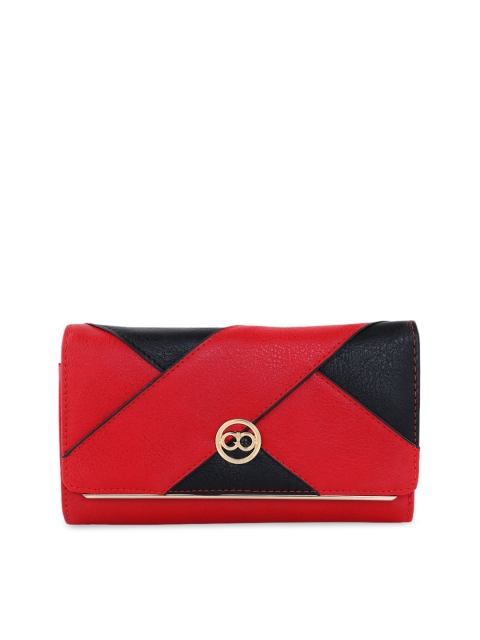 

GIO COLLECTION Women Red & Black Colourblocked Envelope Wallet
