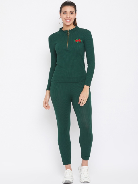 

Austin wood Women Green & Red Solid Tracksuit