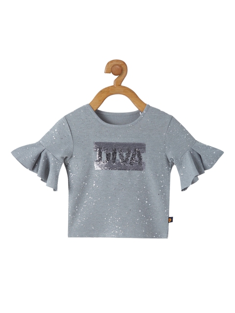 

VITAMINS Grey Embellished Flared Sleeves Top