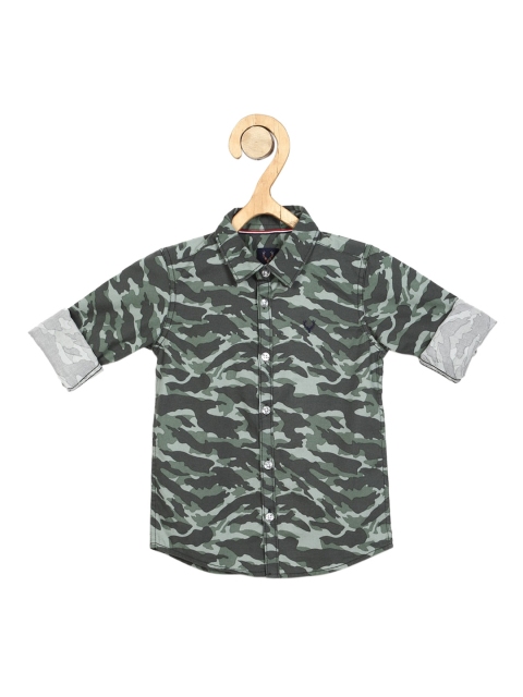 

Allen Solly Junior Boys Green & Grey Slim Fit Printed Cotton Casual Shirt