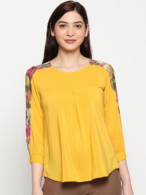 

inocenCia Mustard Floral Printed Top