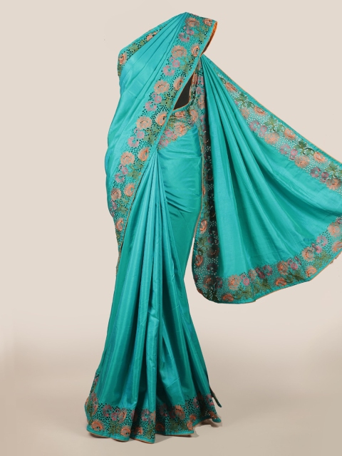 

Pothys Blue & Orange Art Silk Solid Saree