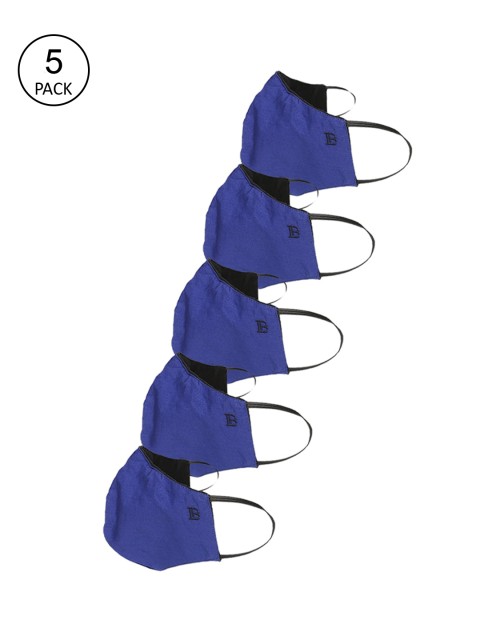 

Bene Kleed Pack Of 5 Blue Solid 5-Ply Anti Bacterial Reusable Outdoor Fashion Masks