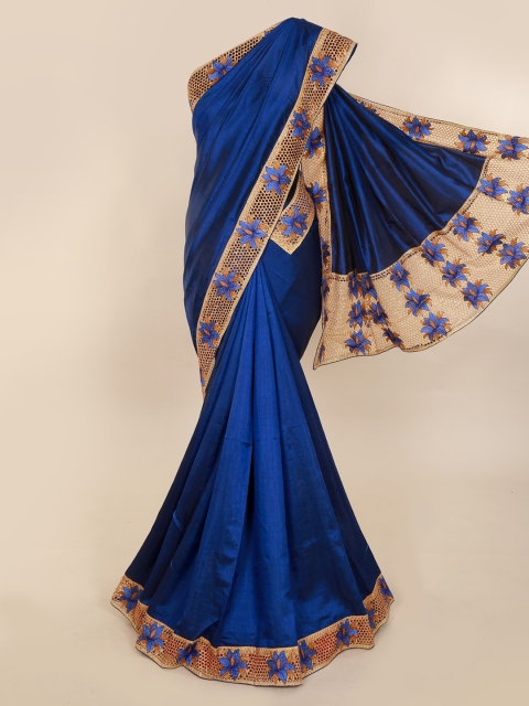 

Pothys Blue Solid Art Silk Saree