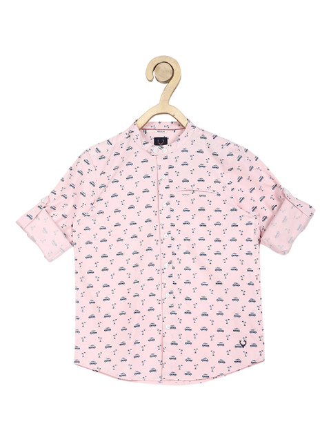 

Allen Solly Junior Boys Pink Regular Fit Printed Cotton Casual Shirt