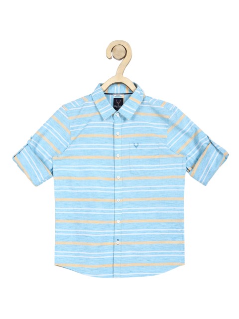

Allen Solly Junior Boys Blue Slim Fit Striped Cotton Casual Shirt