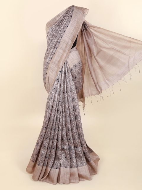 

Pothys Grey Printed Pure Silk Saree