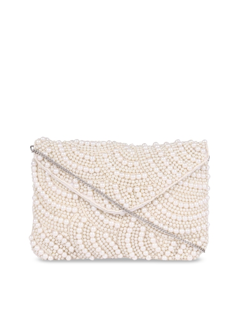 

ASTRID Off-White Artificial Pearl Beaded Embellished Sling Bag