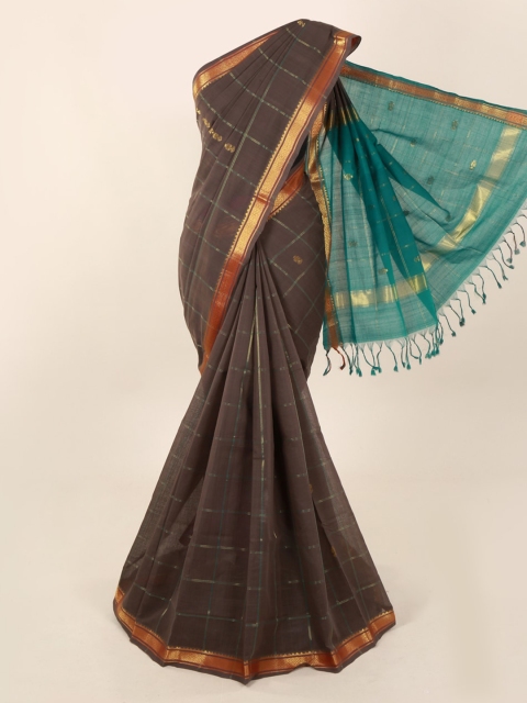 

Pothys Brown Checked Saree