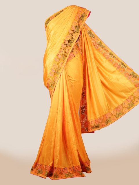 

Pothys Yellow Solid Art Silk Saree