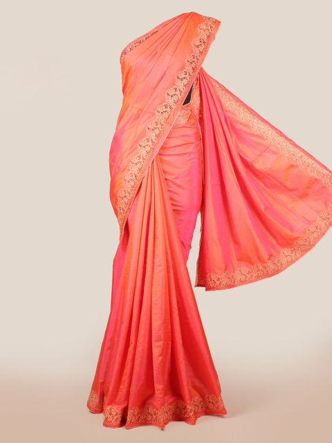 

Pothys Peach-Coloured Solid Art Silk Saree