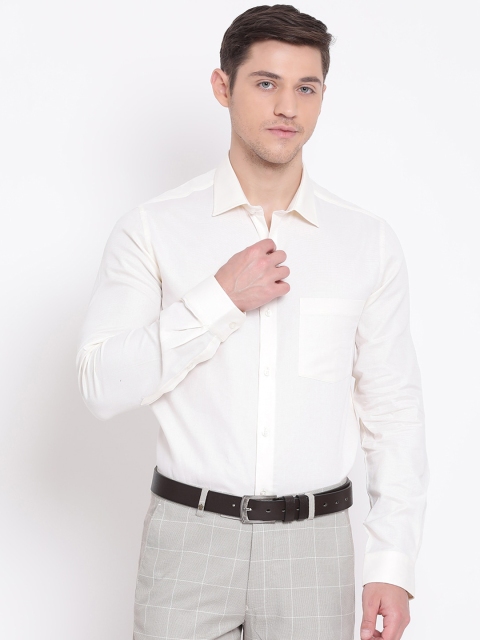 

Turtle Men White Slim Fit Solid Cotton Formal Shirt