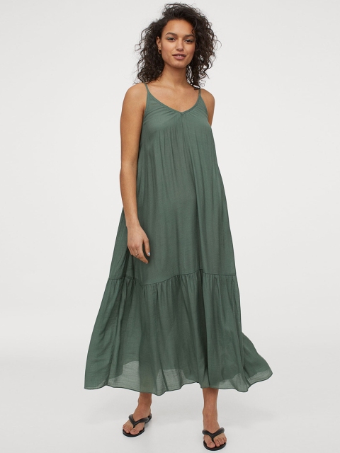 

H&M Women Olive Long Beach Dress