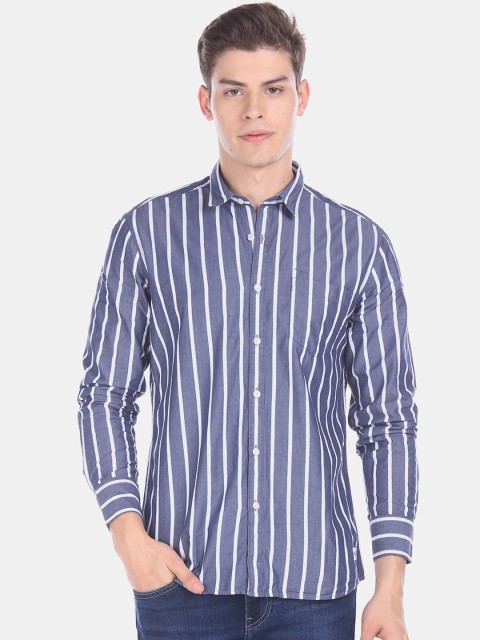 

Flying Machine Men Blue Regular Fit Striped Casual Shirt