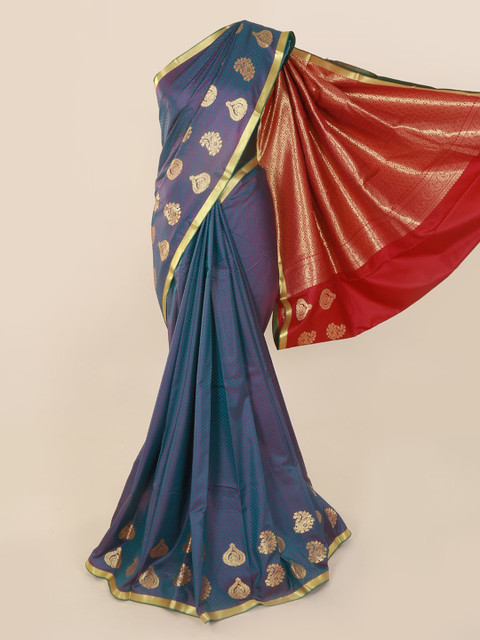

Pothys Blue & Gold-Coloured Art Silk Woven Design Saree