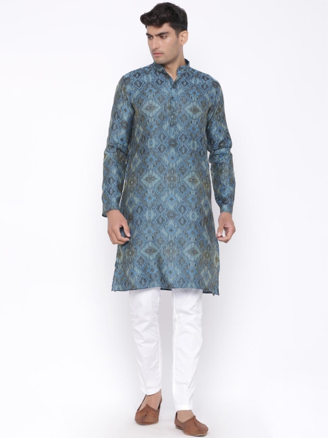 

Tistabene Men Blue Chikankari Straight Kurta