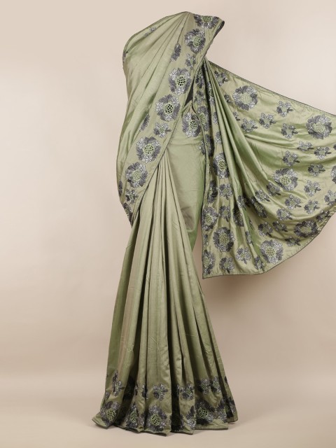 

Pothys Green & Grey Art Silk Solid Saree