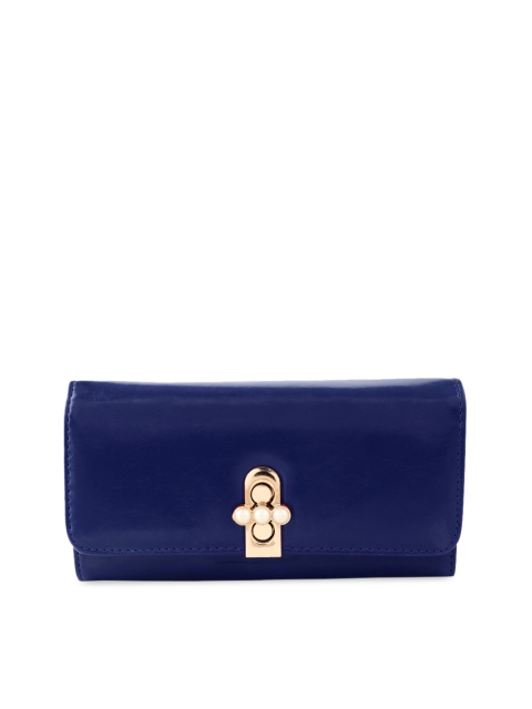

GIO COLLECTION Women Navy Blue Solid Three Fold Wallet