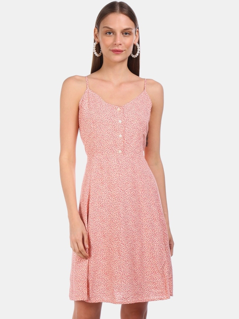 

GAP Women Pink Printed Fit and Flare Dress