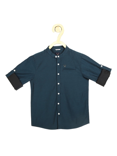 

Allen Solly Junior Boys Teal Green Regular Fit Solid Cotton Casual Shirt