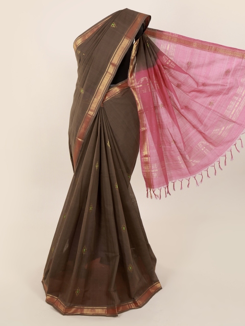 

Pothys Brown Solid Sustainable Saree